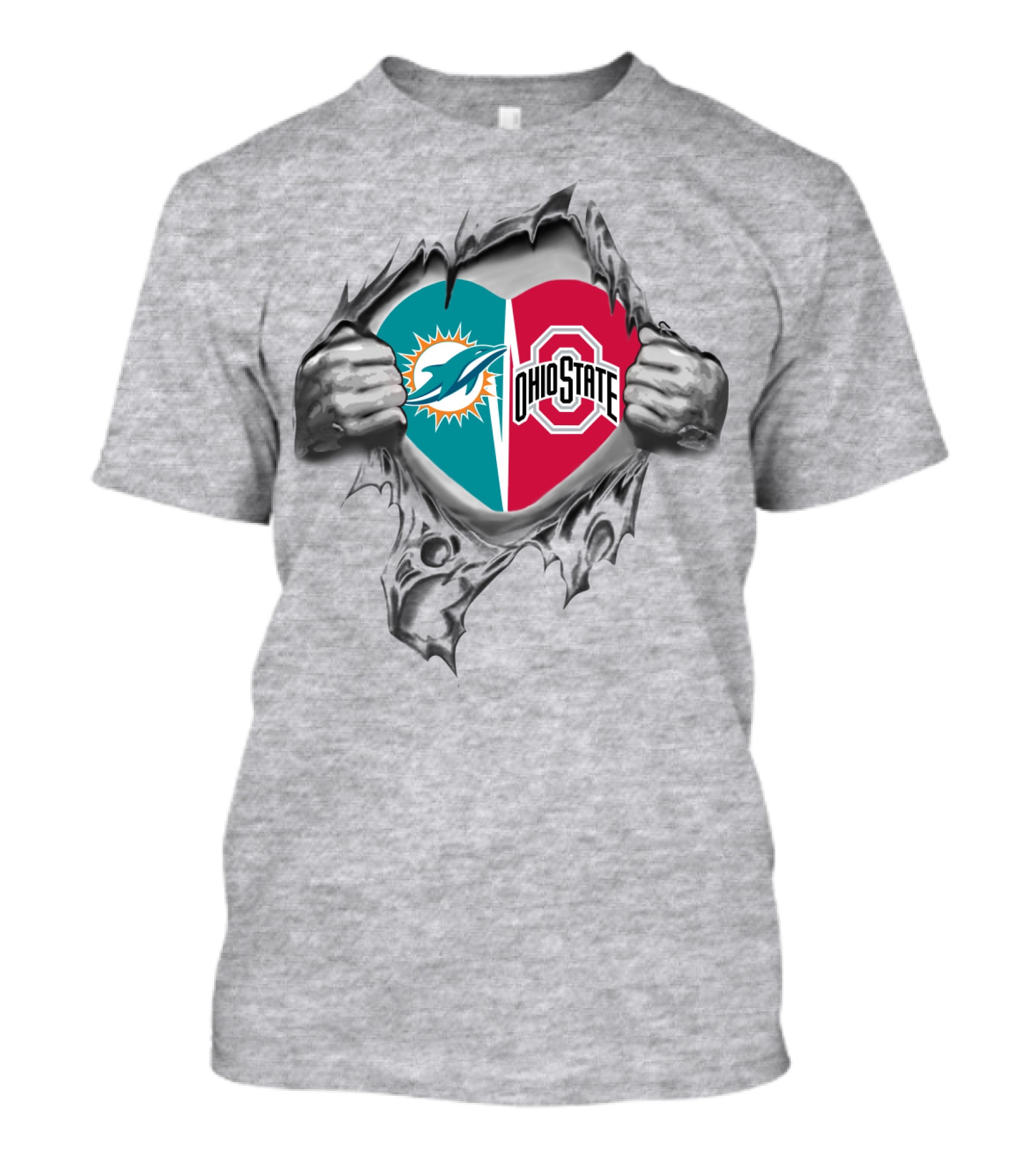 Miami Dolphins And Ohio State Buckeyes Fan Heart T-Shirt
