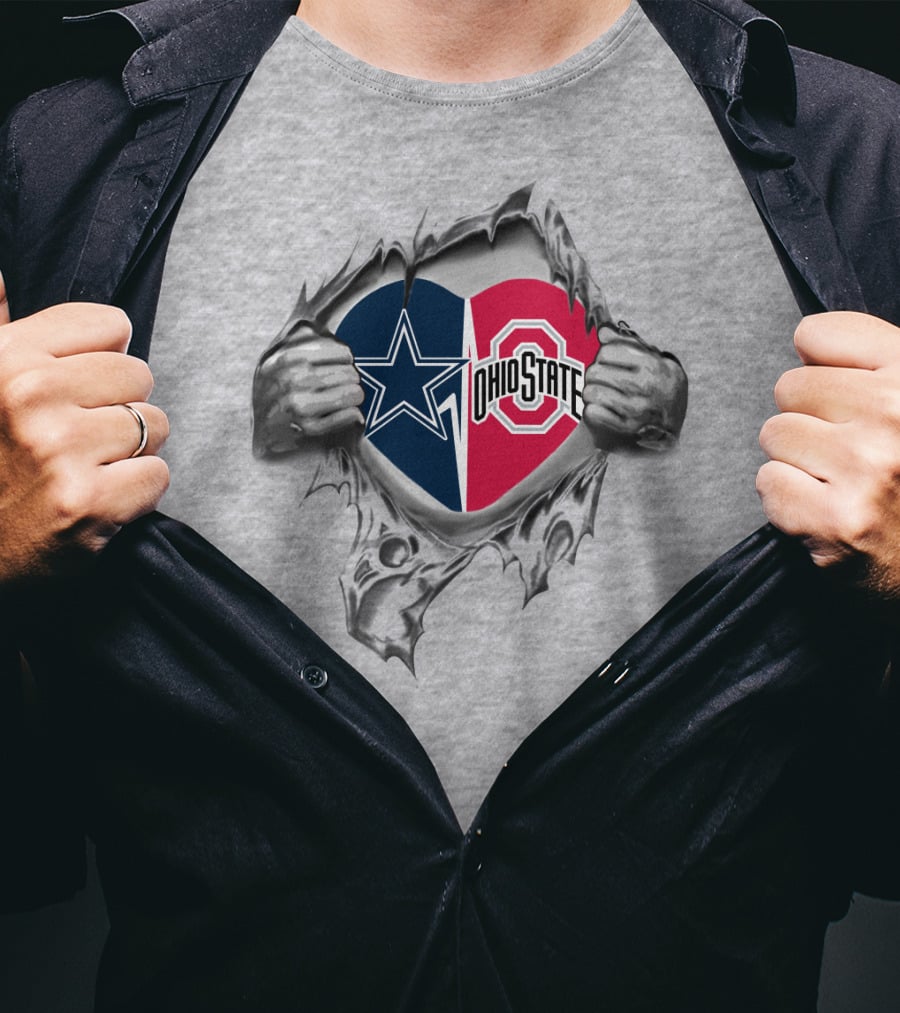 Cowboys Star Meets Ohio State Heart Football Passion T-Shirt