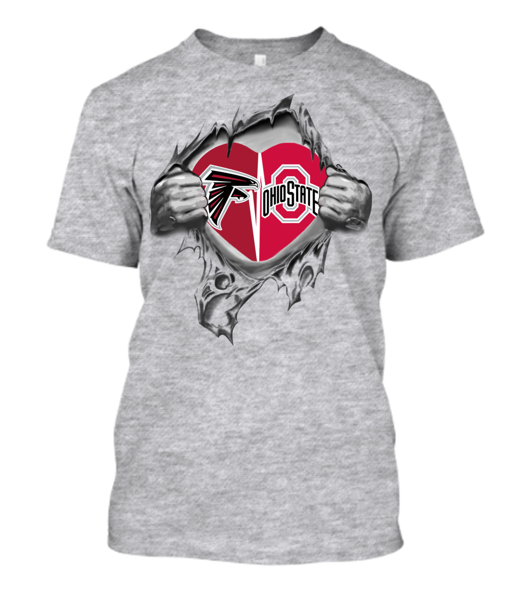 Atlanta Falcons Ohio State Buckeyes Fusion Heart T-Shirt