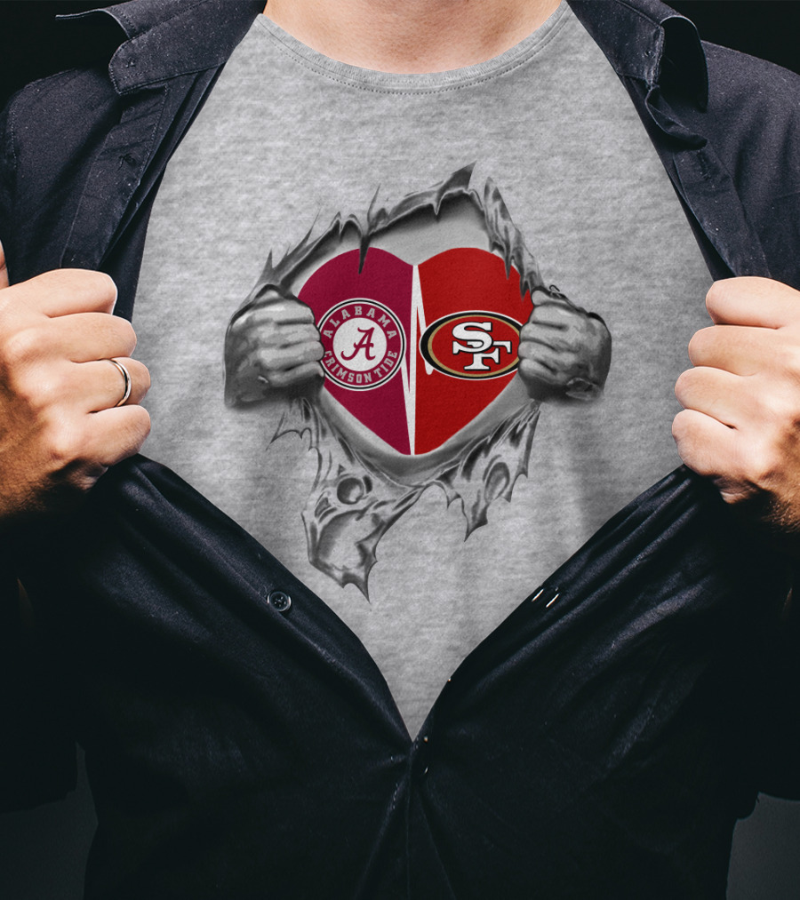 Alabama Crimson Tide And San Francisco 49ers Heart T-Shirt
