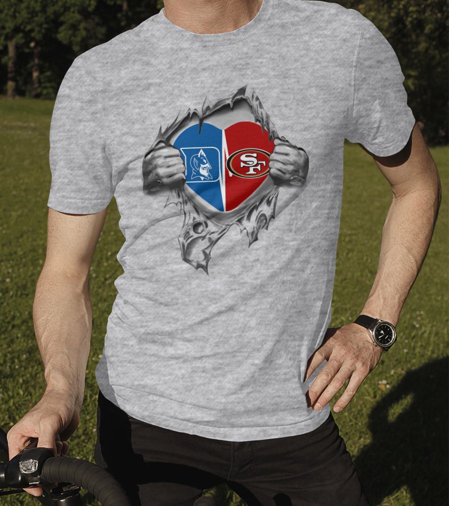 Duke Blue Devils 49Ers Split Heart T-Shirt