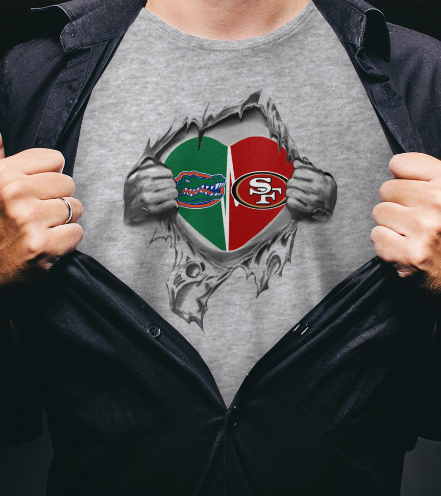 Florida Gators San Francisco 49ers Heart Logo Tearing T-Shirt