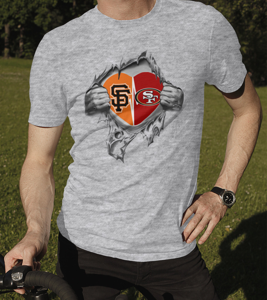 San Francisco 49ers And Giants Heart T-Shirt
