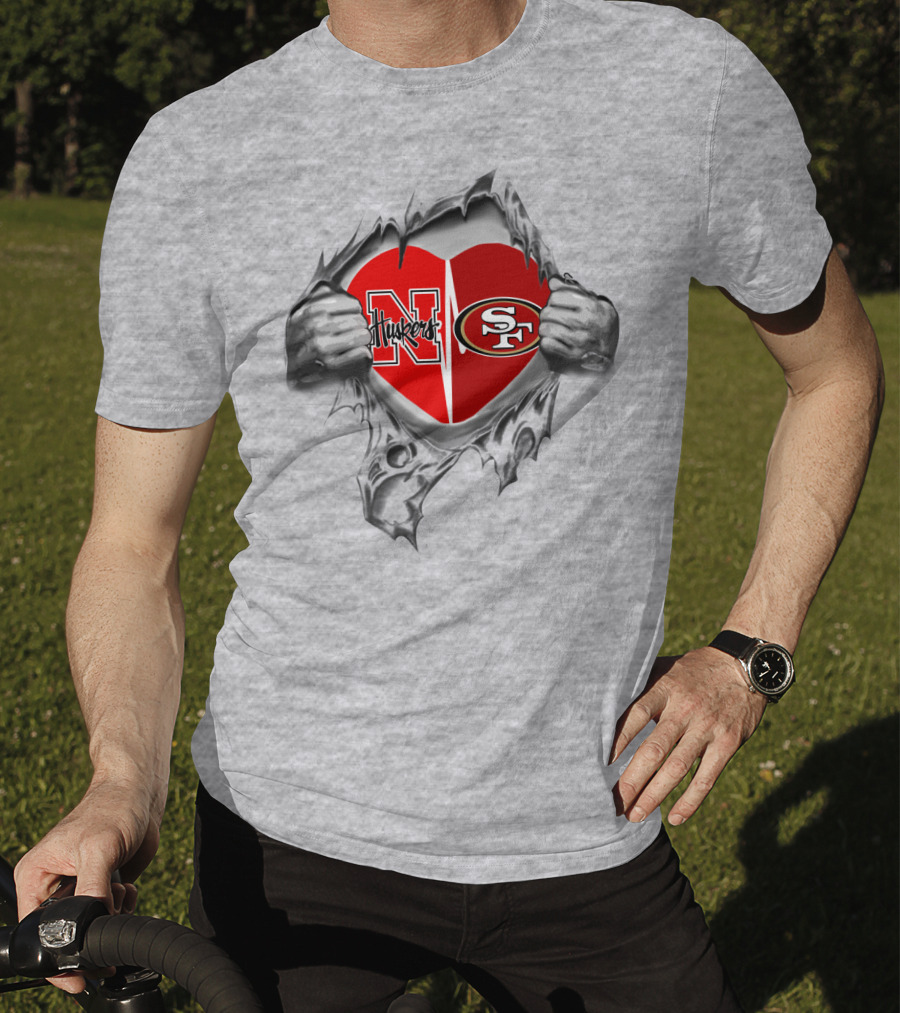 49Ers Huskers Heart Logo Embrace T-Shirt
