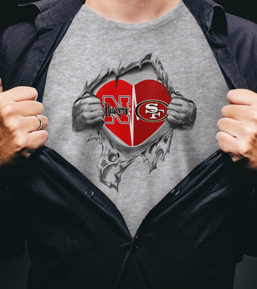 49Ers Huskers Heart Logo Embrace T-Shirt