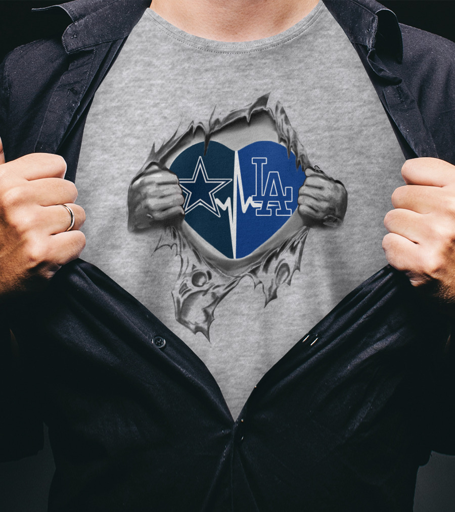 Cowboys Dodgers Heartbeat Star LA T-Shirt