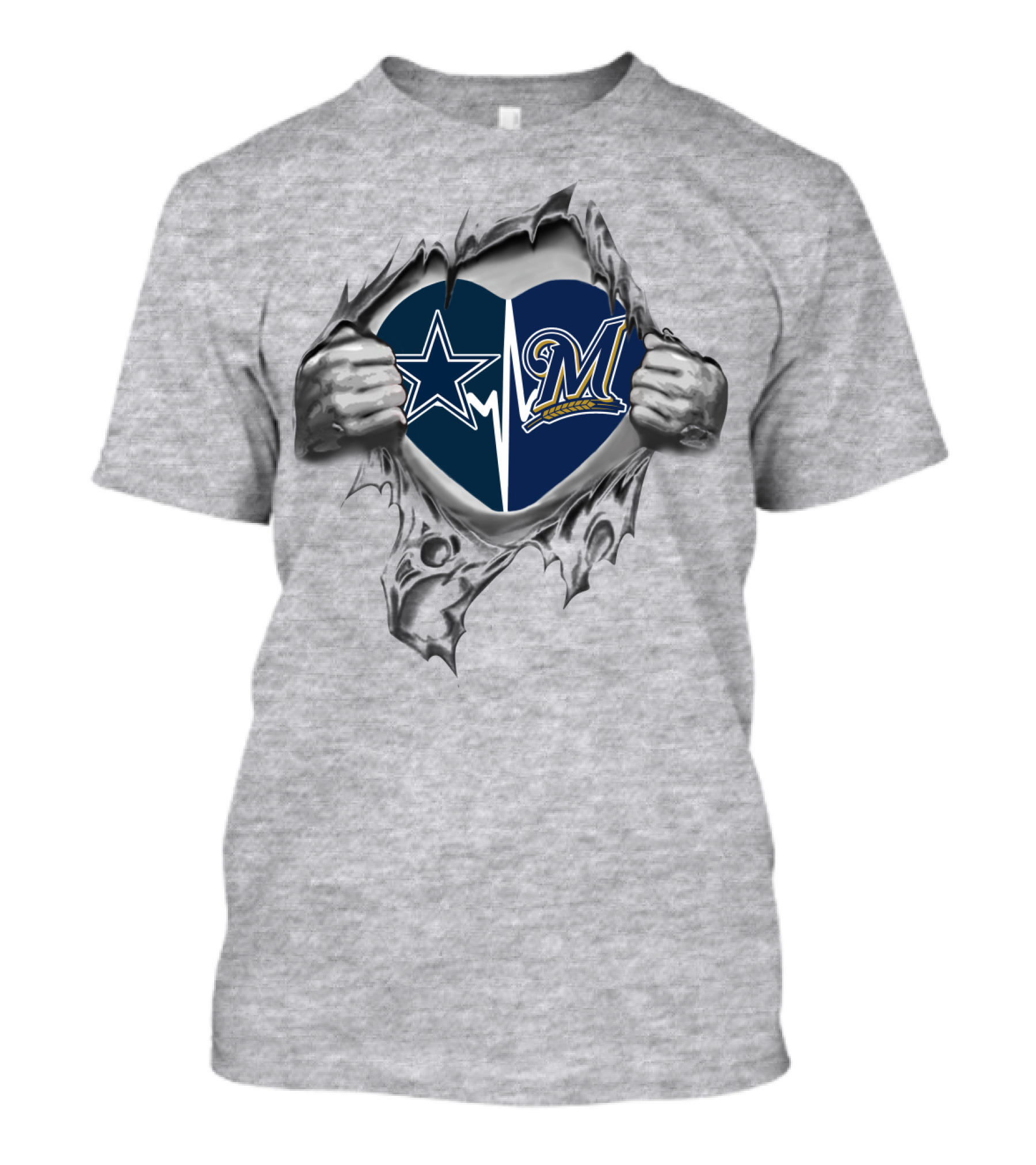 Cowboys Brewers Heart Logo With Torn Hands T-Shirt