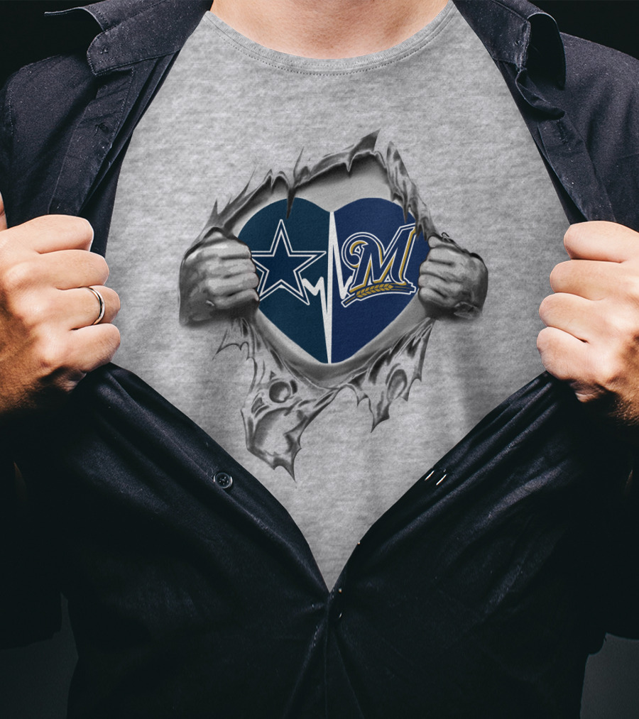 Cowboys Brewers Heart Logo With Torn Hands T-Shirt