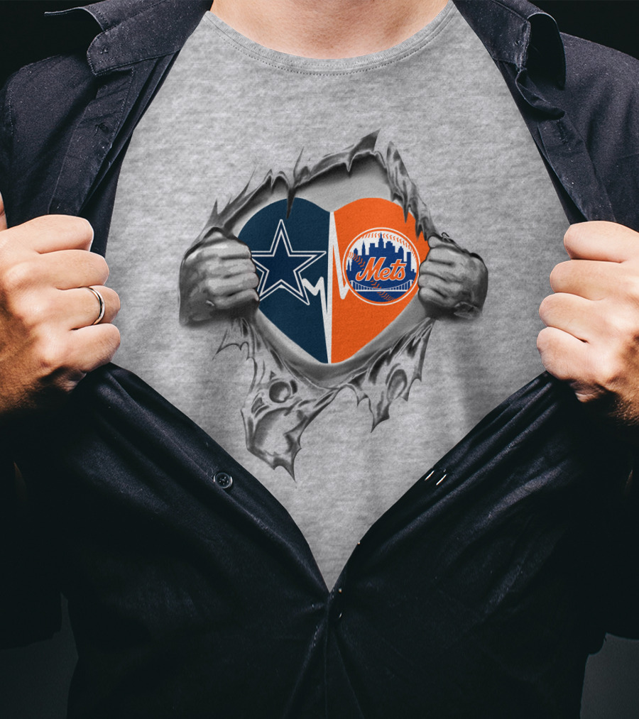 Cowboys Mets Heart Ripping Through T-Shirt