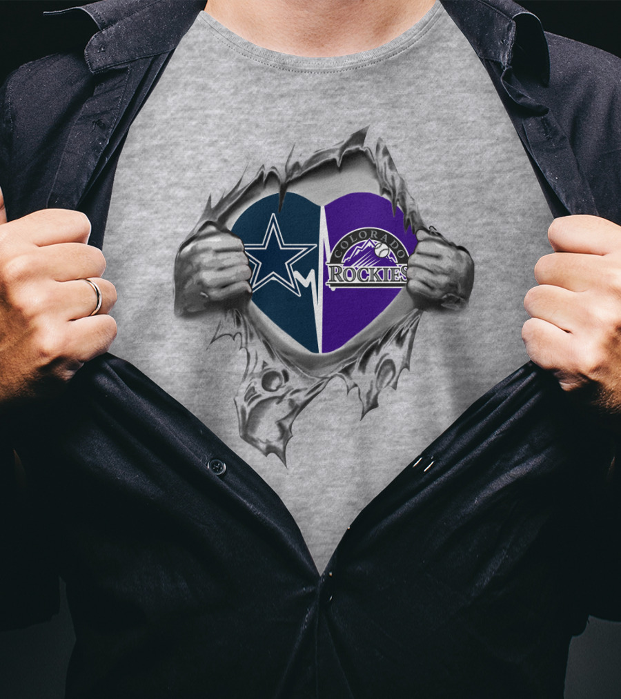 Cowboys Rockies Heart With Star And Mountain T-Shirt