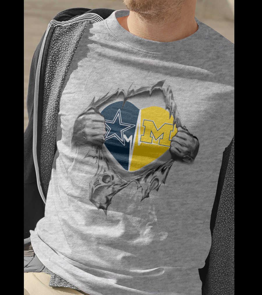 Dallas Cowboys Michigan Wolverines Heart T-Shirt