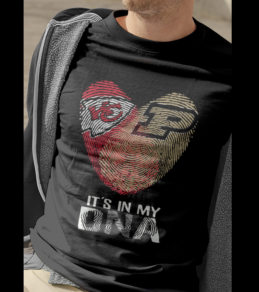 Chiefs Purdue It's In My DNA Heart Fingerprint T-Shirt
