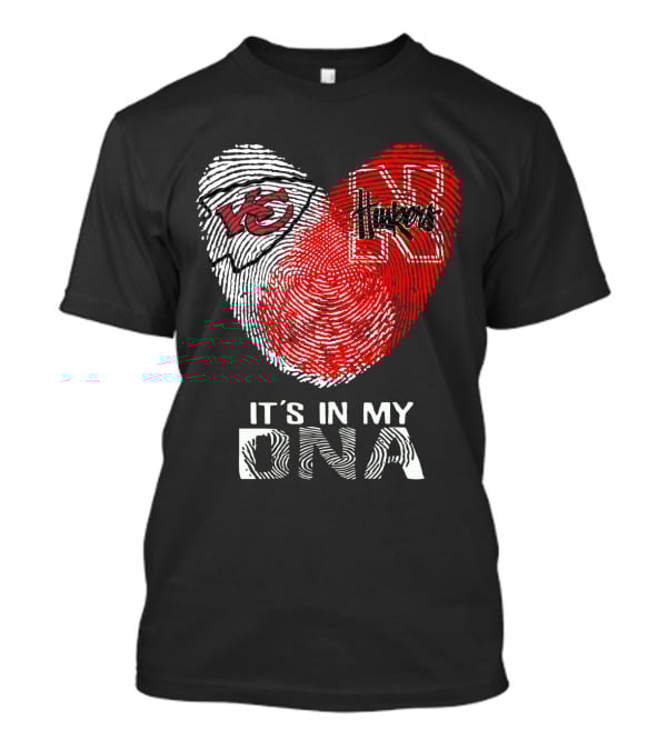 Chiefs Huskers It's In My DNA Fingerprint Heart T-Shirt