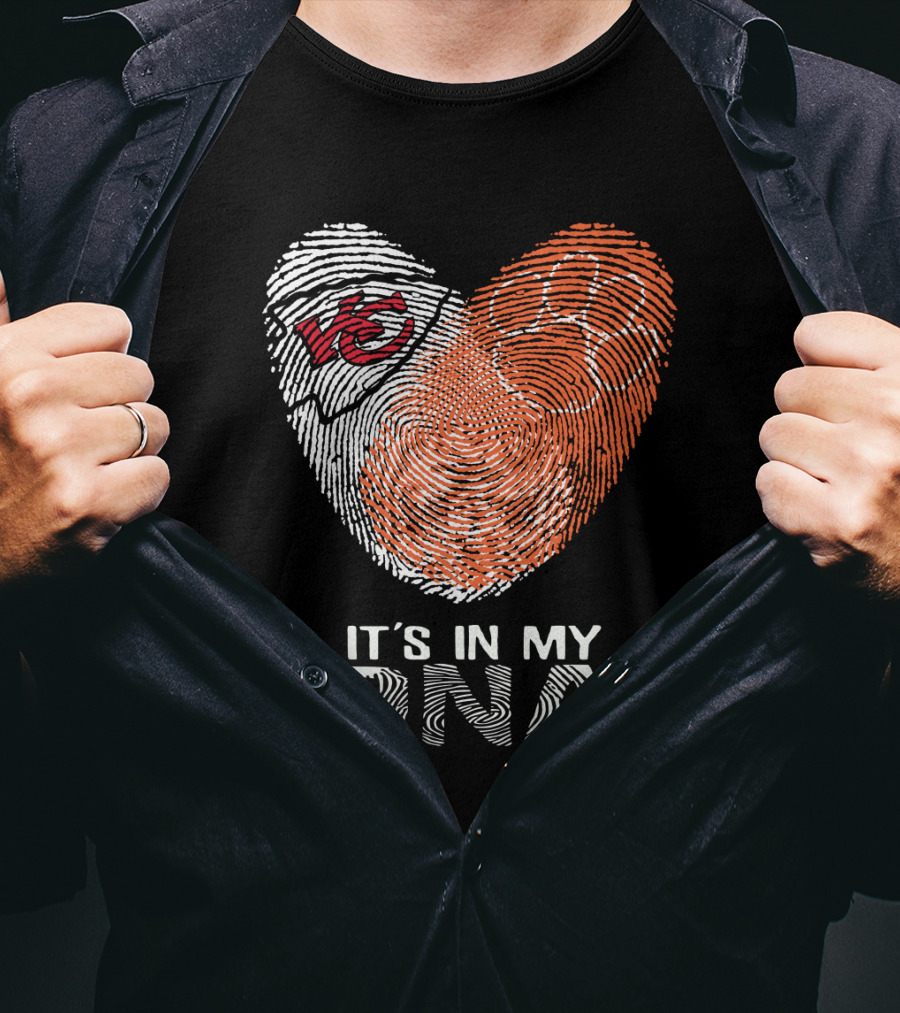 Chiefs Clemson Tigers It's In My DNA Fingerprint Heart T-Shirt