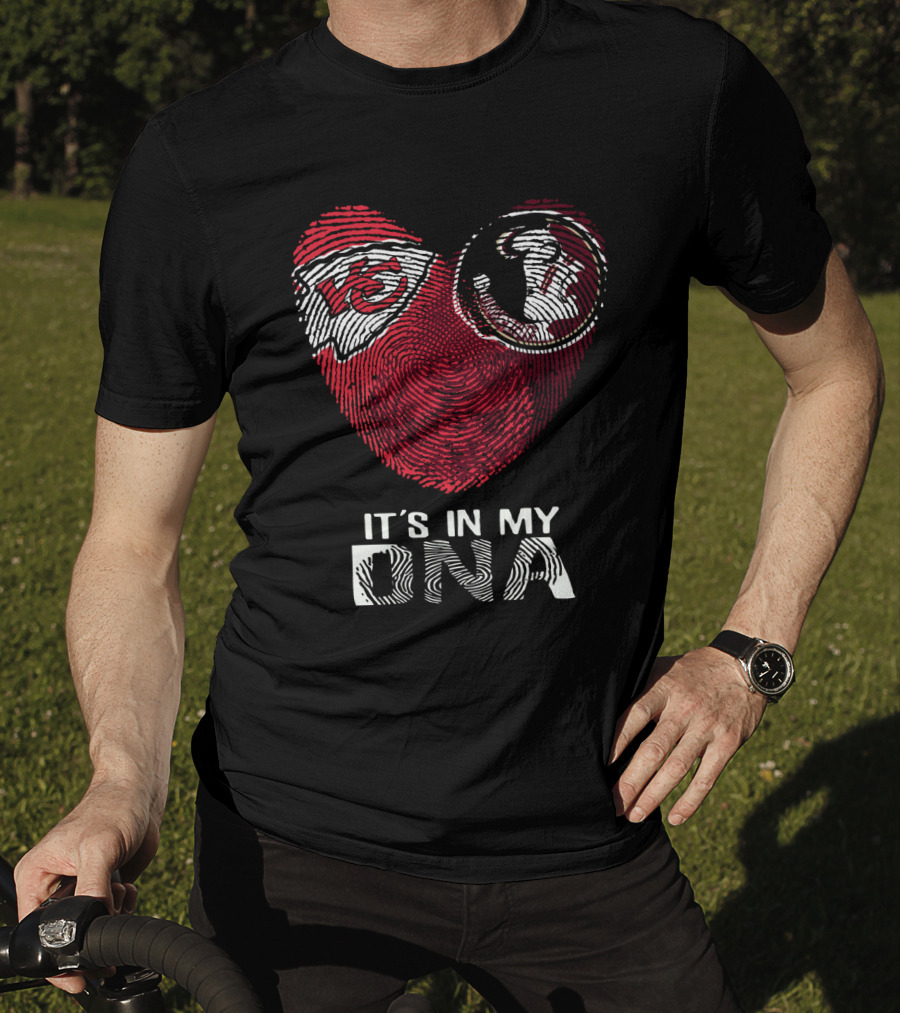 Chiefs Seminoles It's In My Dna Fingerprint Heart T-Shirt
