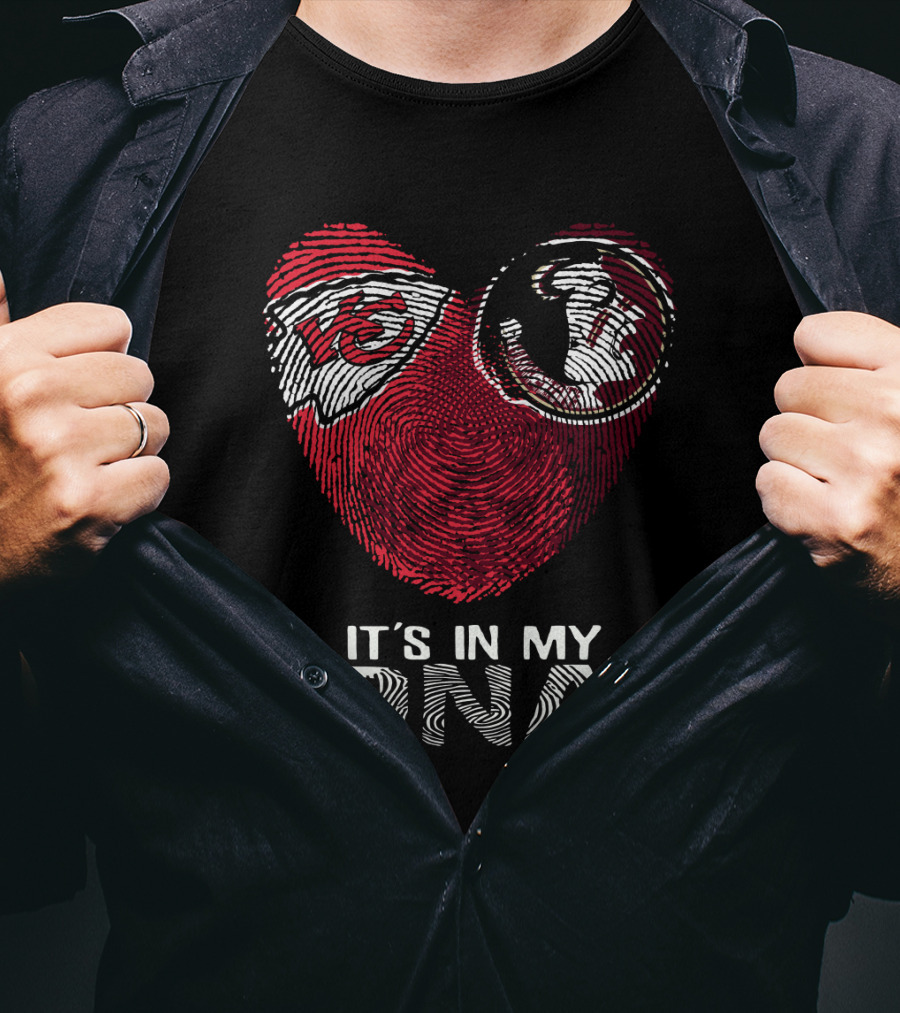 Chiefs Seminoles It's In My Dna Fingerprint Heart T-Shirt