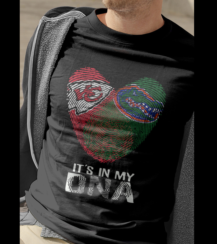 Chiefs Gators It's In My DNA Fingerprint Heart T-Shirt