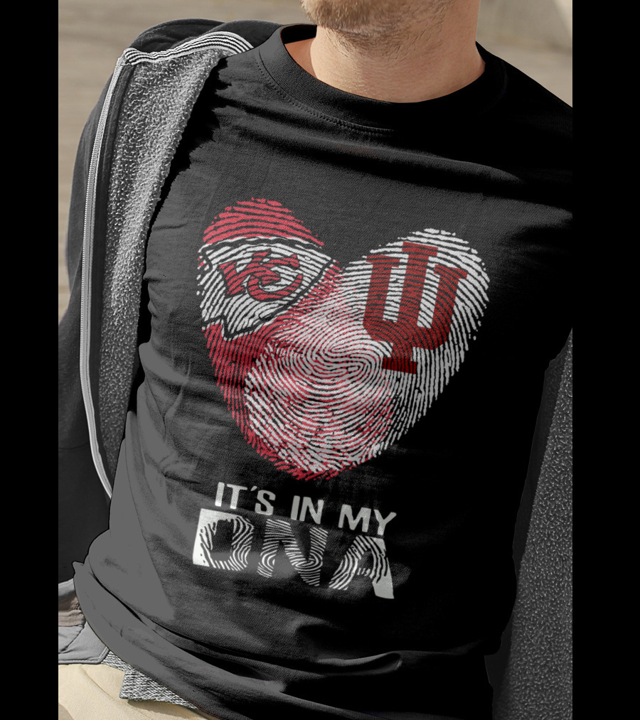 Chiefs Hoosiers It's In My DNA Heart Fingerprint T-Shirt