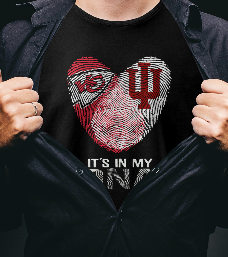 Chiefs Hoosiers It's In My DNA Heart Fingerprint T-Shirt