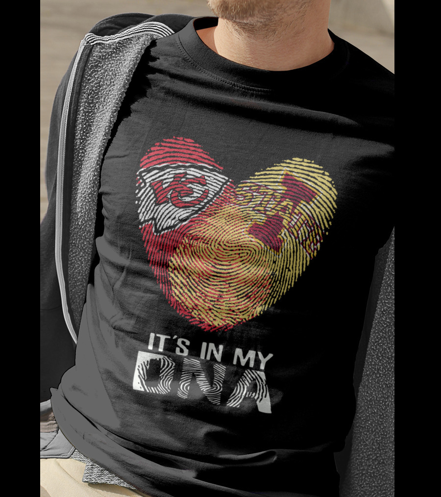 Chiefs Iowa State Fingerprint Heart It's In My Dna T-Shirt
