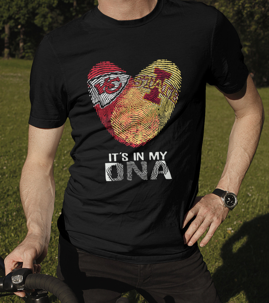 Chiefs Iowa State Fingerprint Heart It's In My Dna T-Shirt