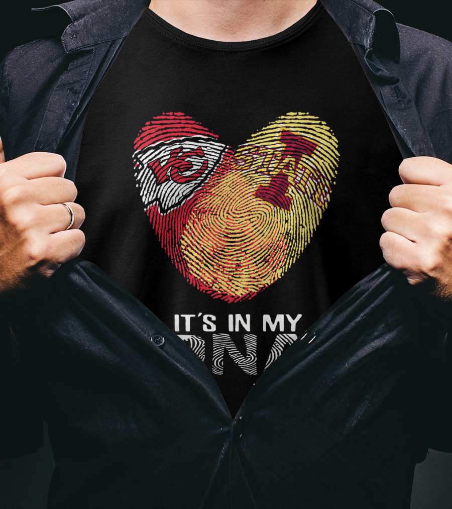 Chiefs Iowa State Fingerprint Heart It's In My Dna T-Shirt