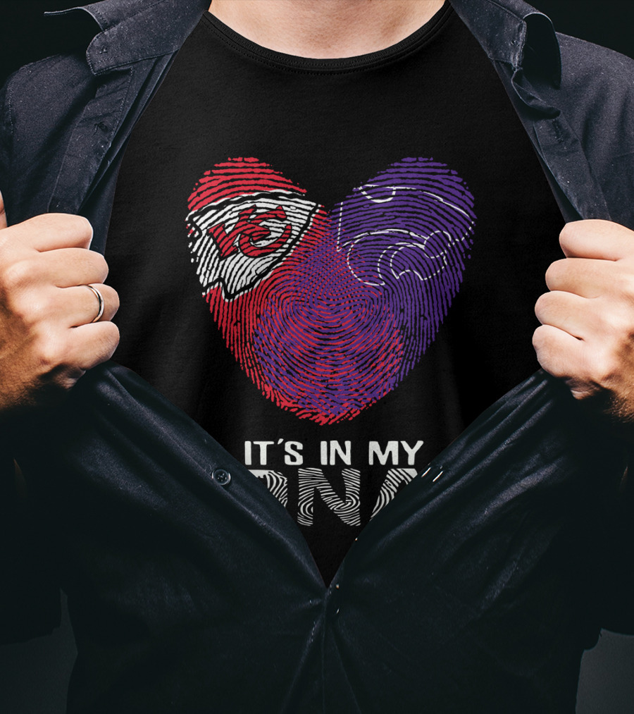 Chiefs Kansas State It's In My Dna Heart Fingerprint T-Shirt