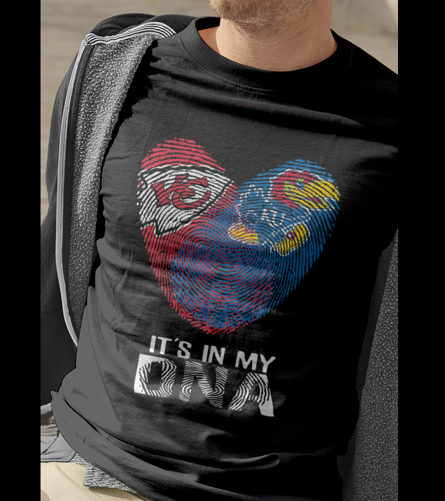 Chiefs KU Jayhawks It's In My DNA Fingerprint Heart T-Shirt
