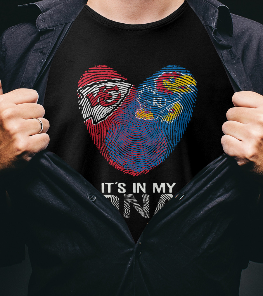 Chiefs KU Jayhawks It's In My DNA Fingerprint Heart T-Shirt