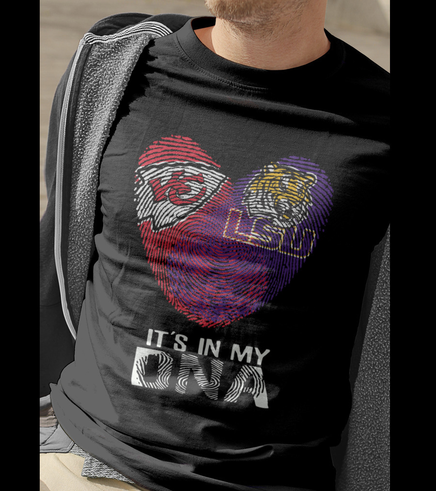 Chiefs LSU It's In My DNA Fingerprint Heart Tiger T-Shirt