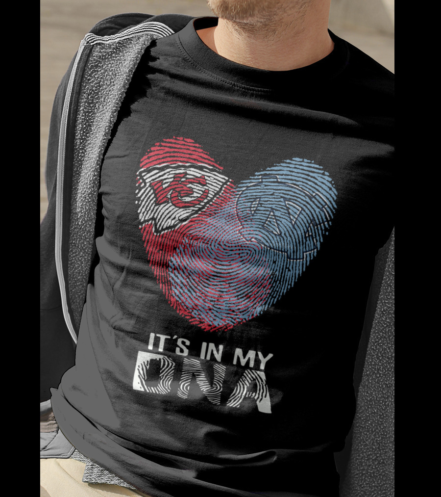 Chiefs Tar Heels It's In My DNA Heart Fingerprint T-Shirt