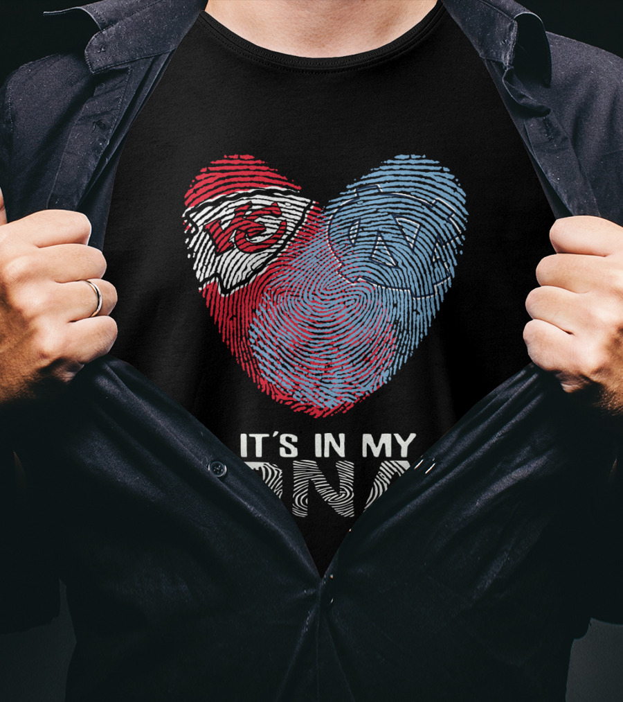Chiefs Tar Heels It's In My DNA Heart Fingerprint T-Shirt