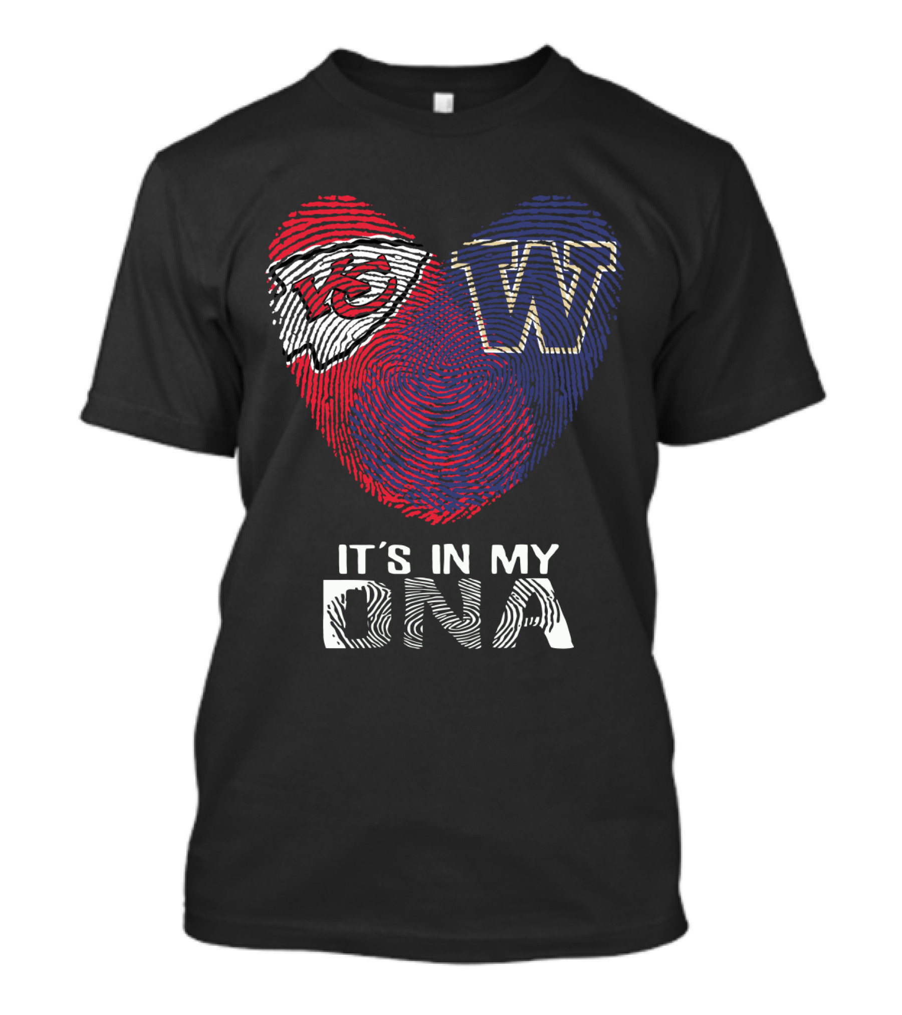 Chiefs Huskies It's In My Dna Kc W Fingerprint Heart T-Shirt