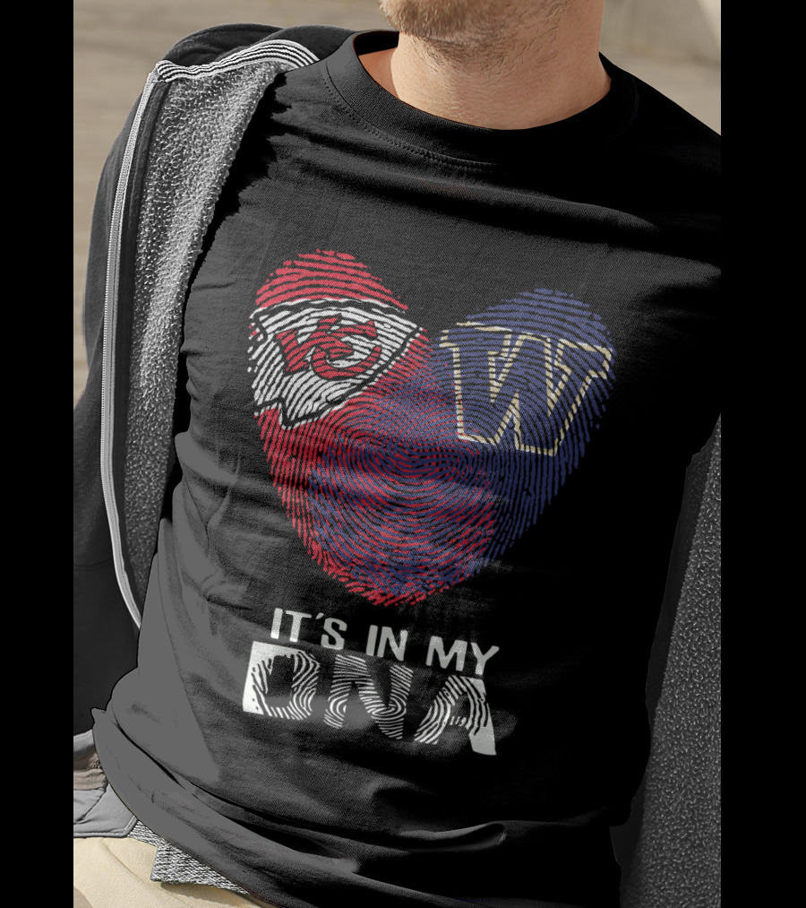 Chiefs Huskies It's In My Dna Kc W Fingerprint Heart T-Shirt