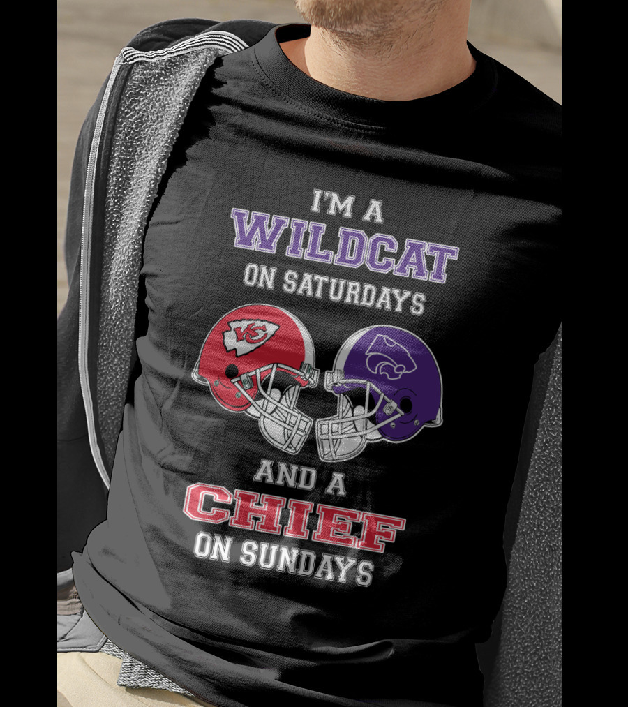 I'm A Wildcat On Saturdays Kansas City Chief On Sundays Football Fan Gear T-Shirt