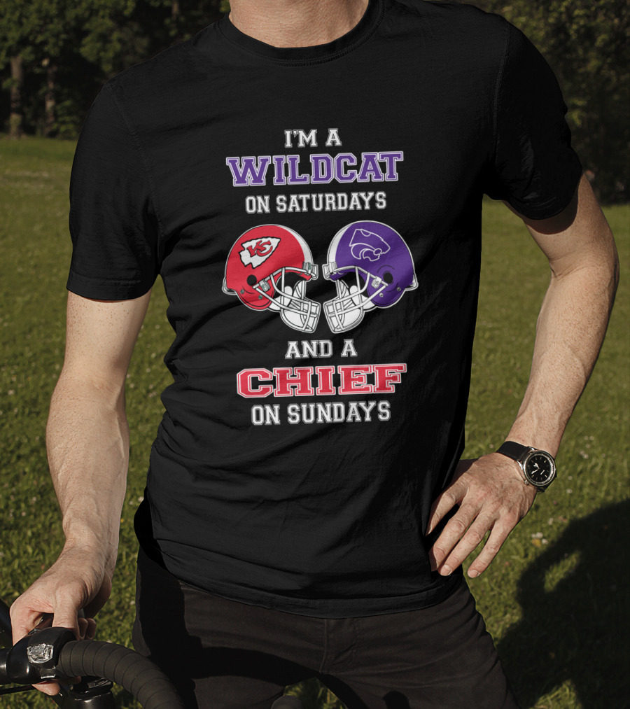 I'm A Wildcat On Saturdays Kansas City Chief On Sundays Football Fan Gear T-Shirt