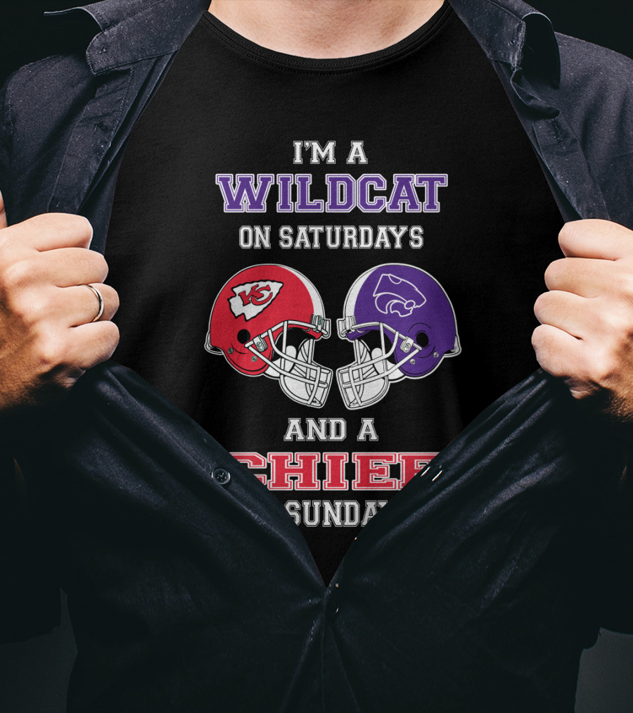 I'm A Wildcat On Saturdays Kansas City Chief On Sundays Football Fan Gear T-Shirt