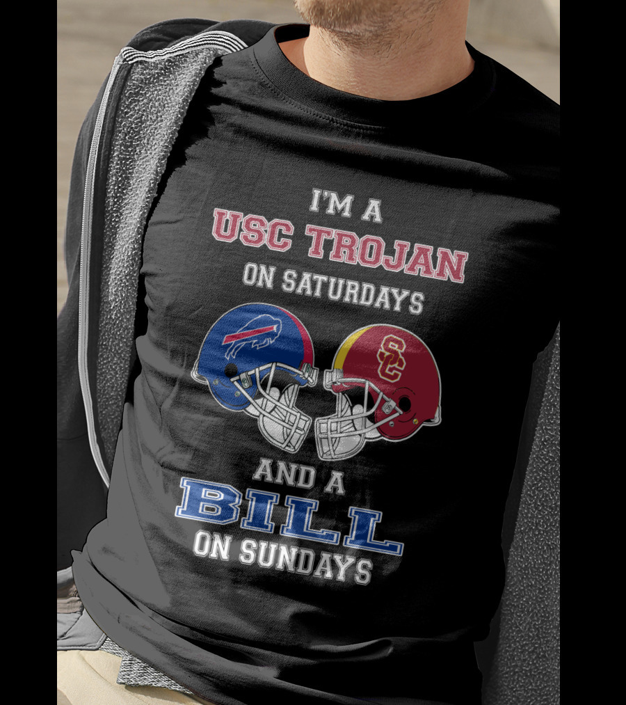 USC Trojan On Saturdays And A Bill On Sundays Football Helmets T-Shirt