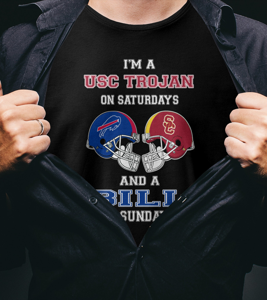 USC Trojan On Saturdays And A Bill On Sundays Football Helmets T-Shirt
