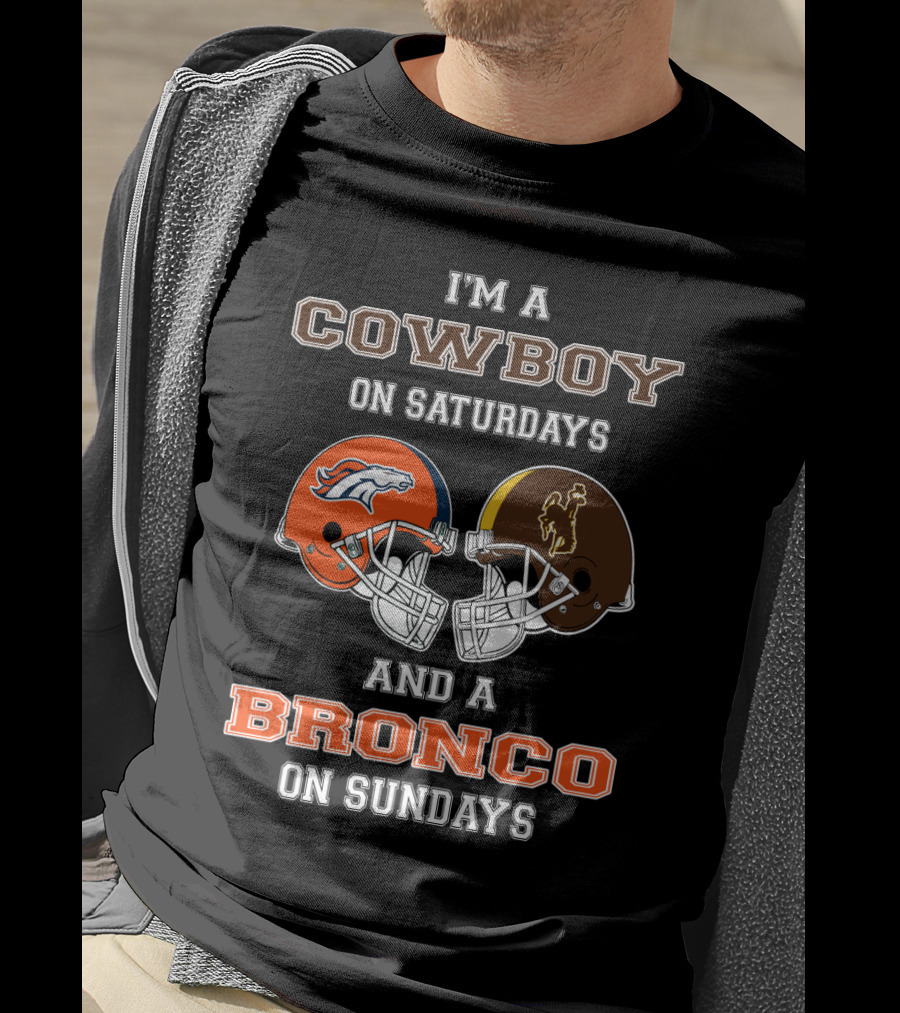 Wyoming Cowboys Saturdays Denver Broncos Sundays T-Shirt