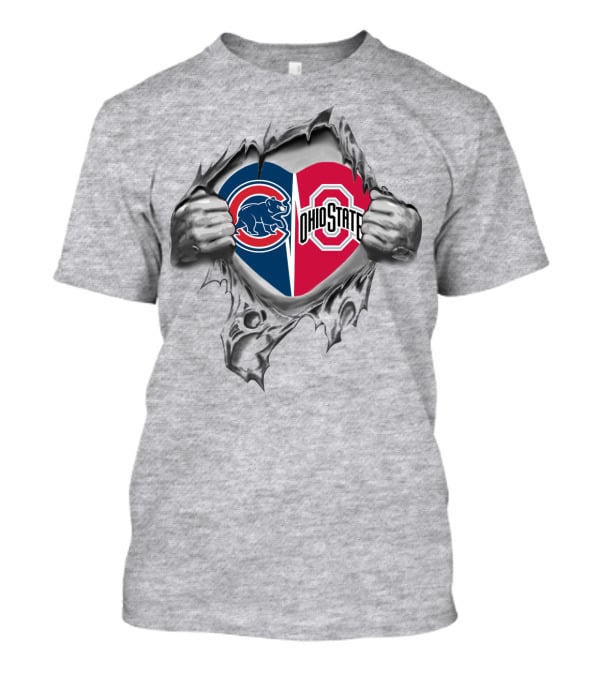 Chicago Cubs Ohio State Buckeyes Torn Heart T-Shirt