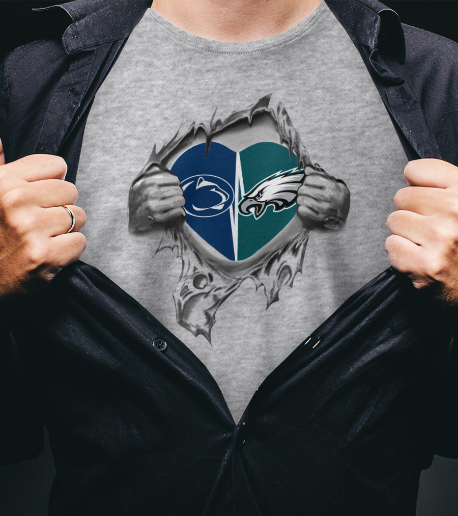 Penn State Nittany Lions Philadelphia Eagles Heart T-Shirt