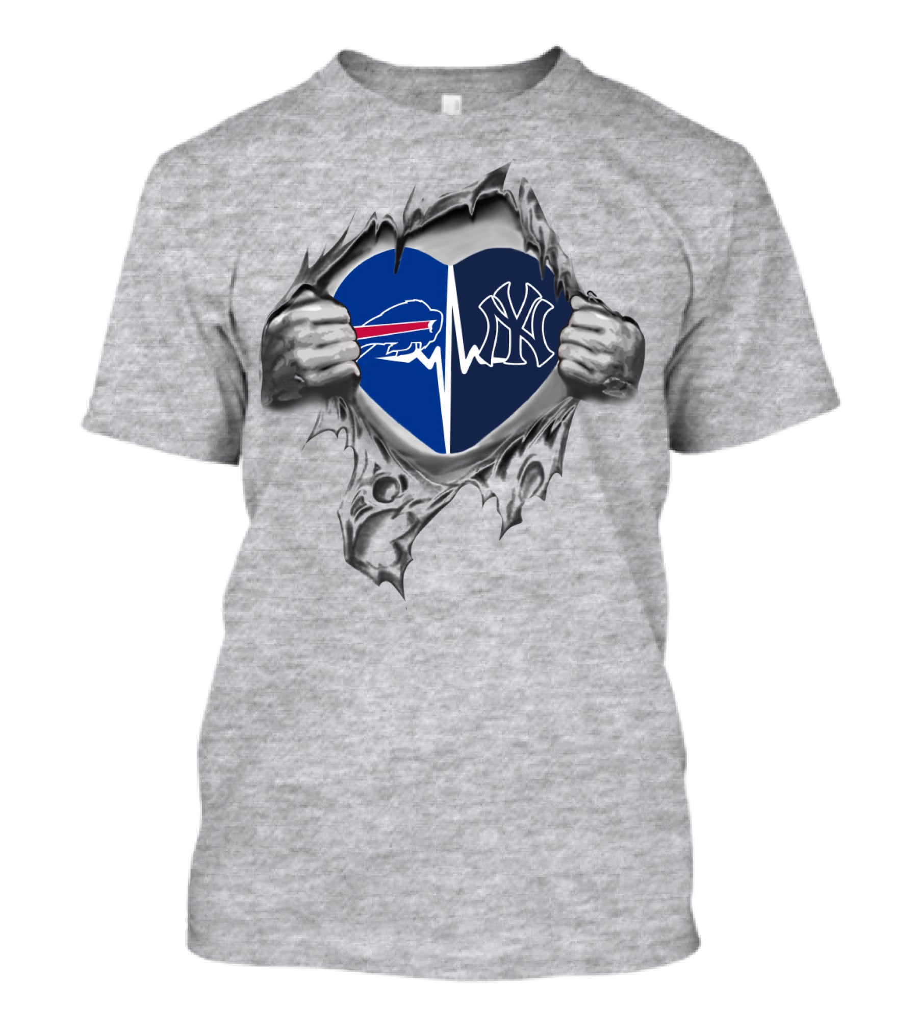 Buffalo Bills And New York Yankees Heartbeat In My Heart T-Shirt