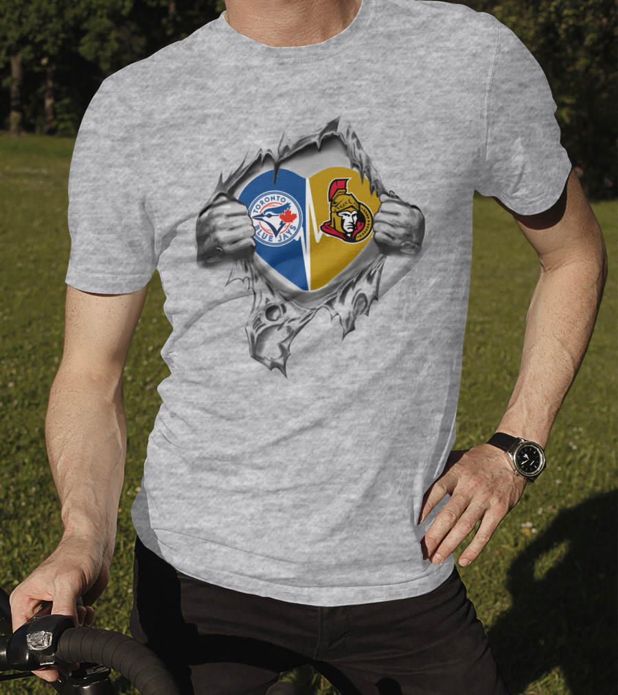 Toronto Blue Jays Ottawa Senators Heart T-Shirt