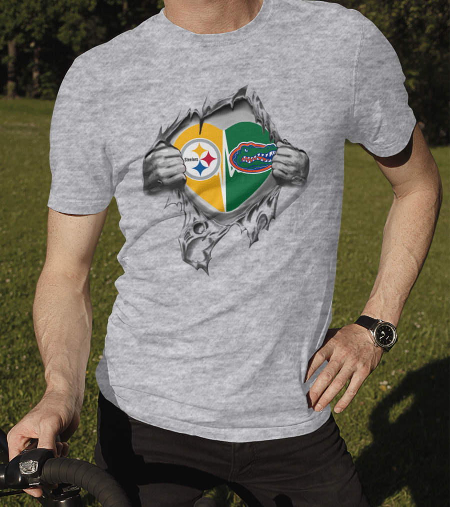 Steelers Gators Heart Logo Burst T-Shirt