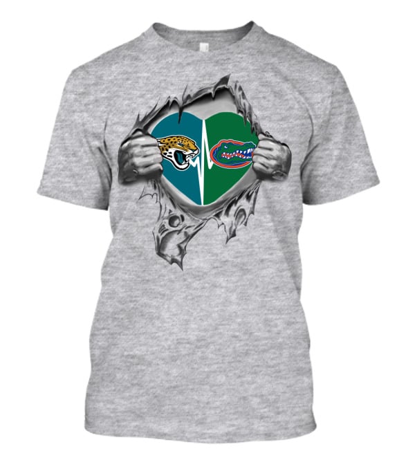 Jaguars Gators Heart Ripped Open T-Shirt