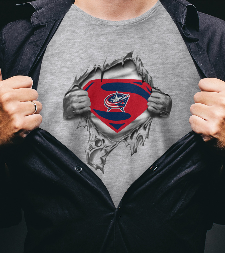 Columbus Blue Jackets Superman Logo Reveal T-Shirt