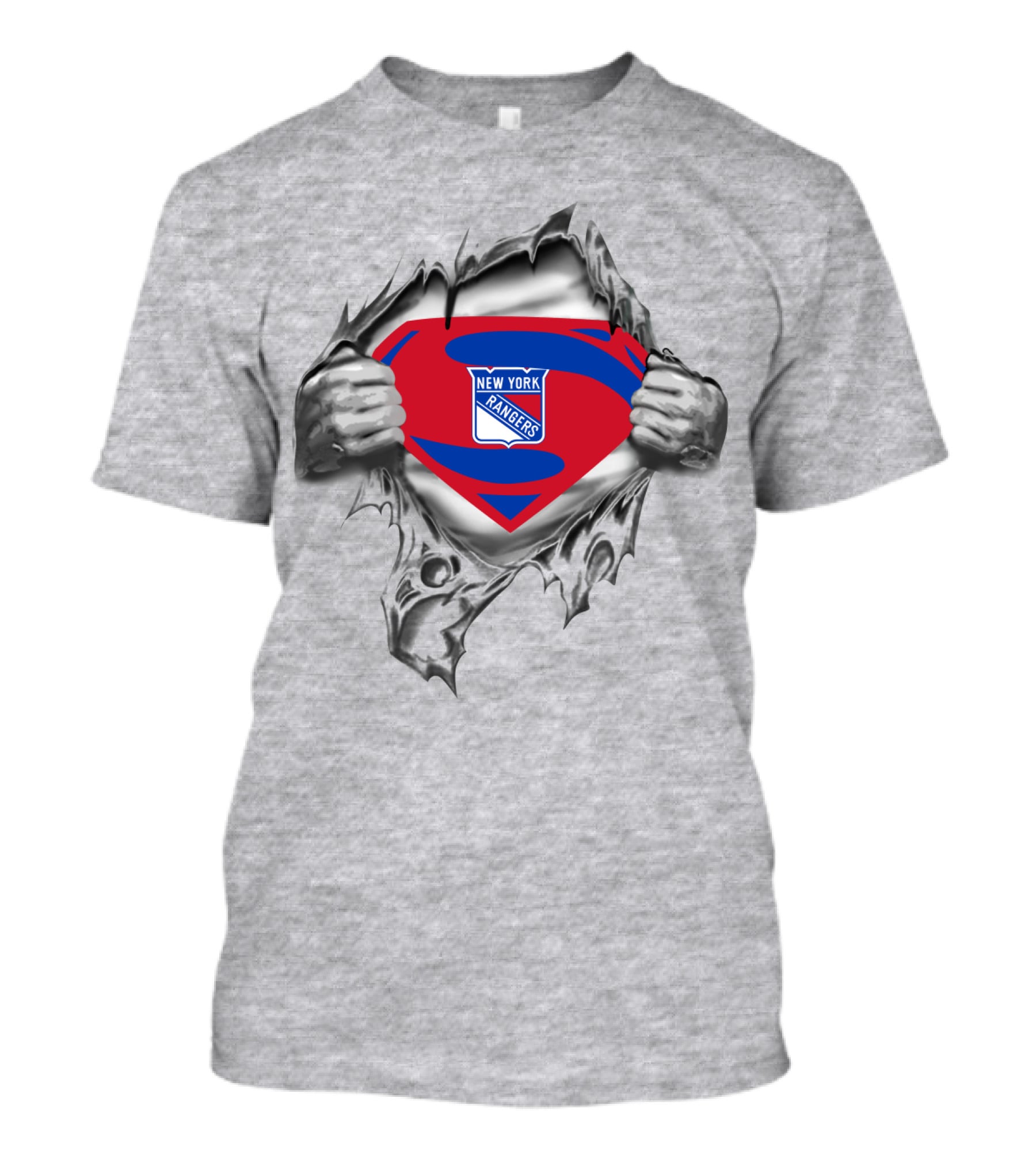 New York Rangers Superman Shield With Ripped Effect T-Shirt