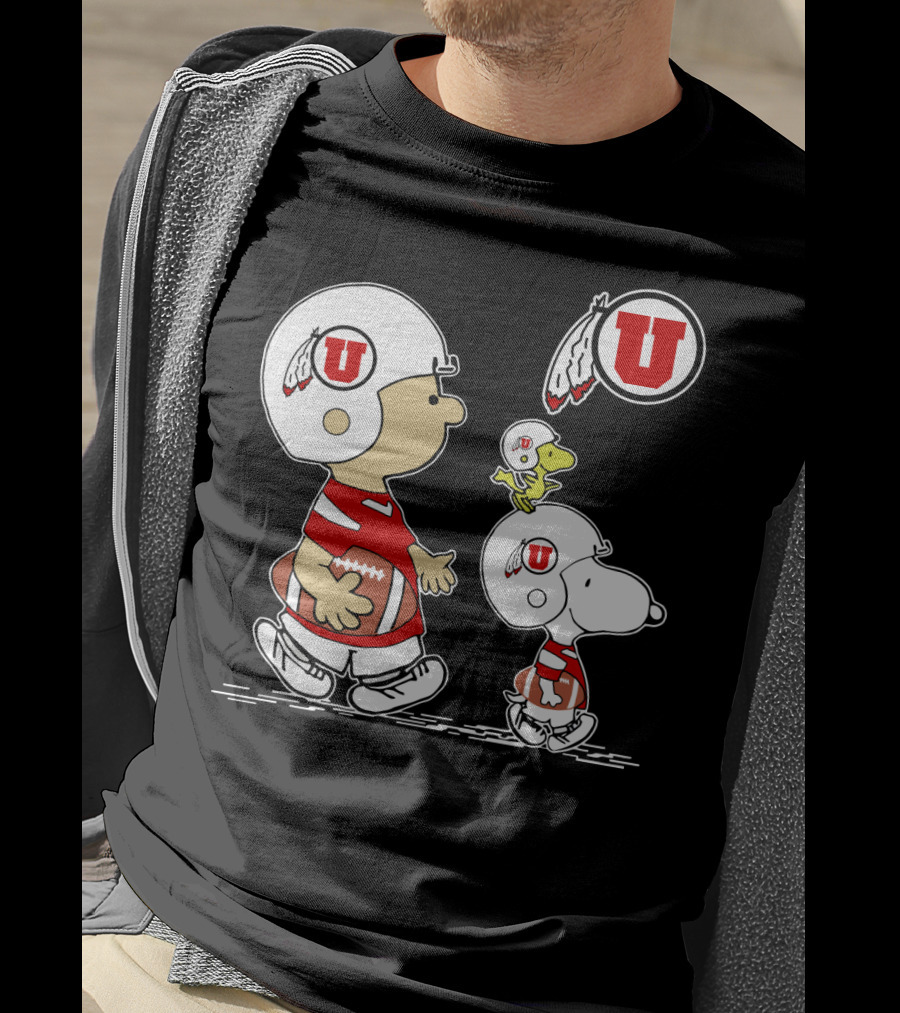 Utah Utes Football Snoopy And Woodstock Team Helmets T-Shirt