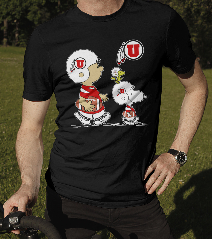 Utah Utes Football Snoopy And Woodstock Team Helmets T-Shirt